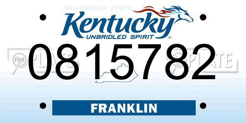 0815782 Kentucky License Plate