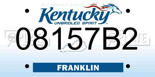 08157B2 Kentucky License Plate