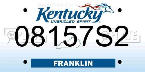 08157S2 Kentucky License Plate