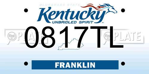 0817TL Kentucky License Plate