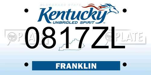 0817ZL Kentucky License Plate