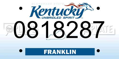 0818287 Kentucky License Plate