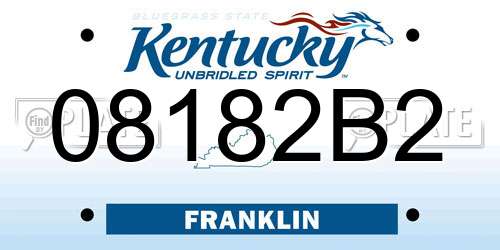 08182B2 Kentucky License Plate