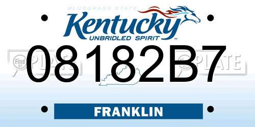 08182B7 Kentucky License Plate