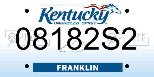 08182S2 Kentucky License Plate