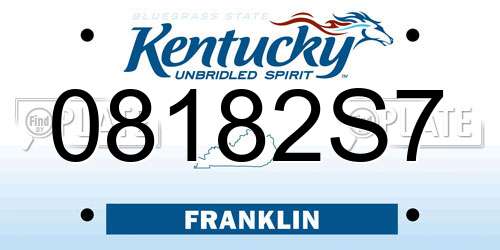 08182S7 Kentucky License Plate