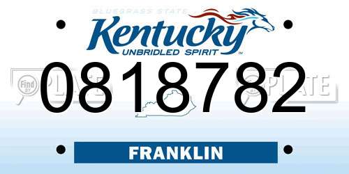0818782 Kentucky License Plate