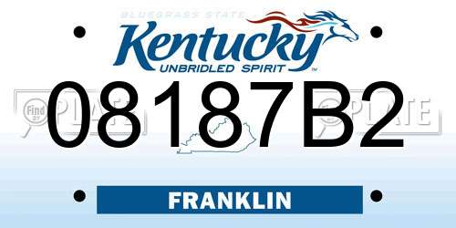 08187B2 Kentucky License Plate