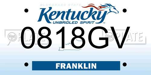 0818GV Kentucky License Plate