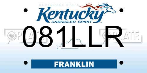 081LLR Kentucky License Plate