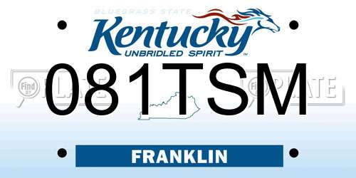 081TSM Kentucky License Plate