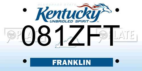 081ZFT Kentucky License Plate