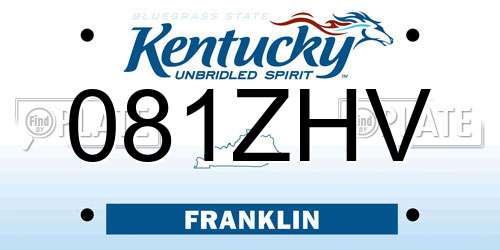 081ZHV Kentucky License Plate
