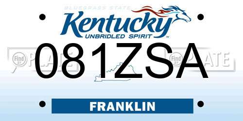 081ZSA Kentucky License Plate