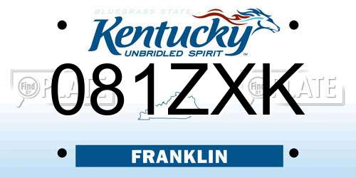 081ZXK Kentucky License Plate