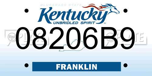 08206B9 Kentucky License Plate