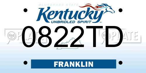 0822TD Kentucky License Plate