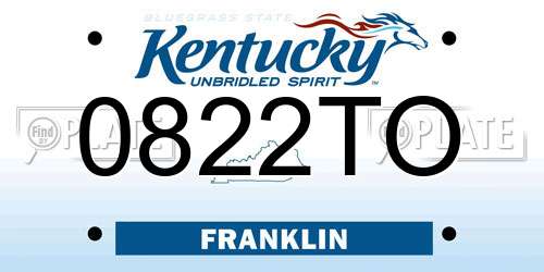 0822TO Kentucky License Plate