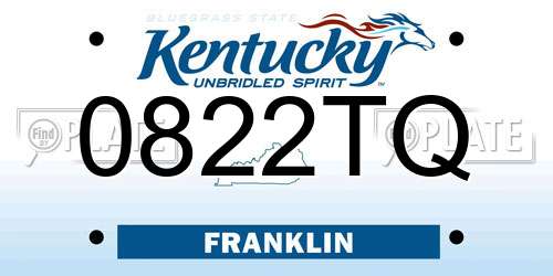 0822TQ Kentucky License Plate