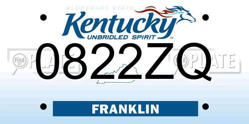 0822ZQ Kentucky License Plate