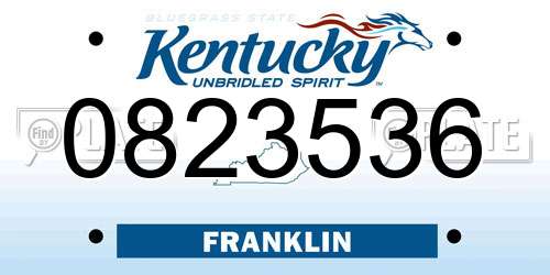 0823536 Kentucky License Plate