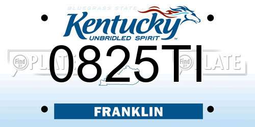 0825TI Kentucky License Plate