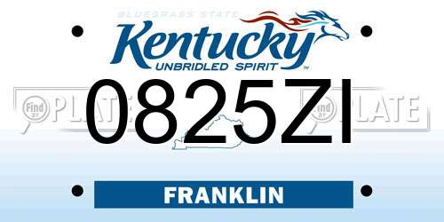 0825ZI Kentucky License Plate