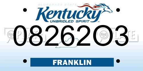 08262O3 Kentucky License Plate