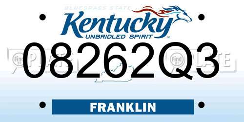 08262Q3 Kentucky License Plate
