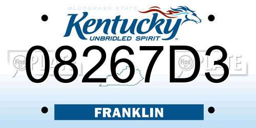 08267D3 Kentucky License Plate