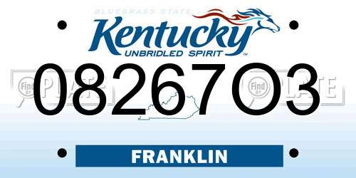 08267O3 Kentucky License Plate