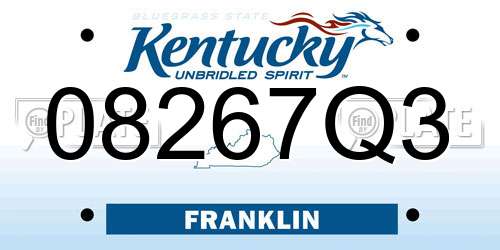 08267Q3 Kentucky License Plate