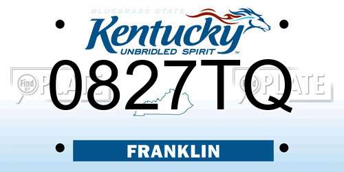 0827TQ Kentucky License Plate