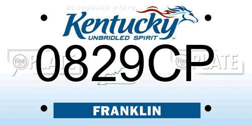 0829CP Kentucky License Plate