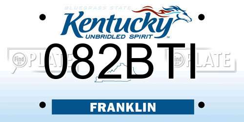 082BTI Kentucky License Plate