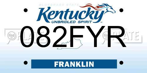 082FYR Kentucky License Plate