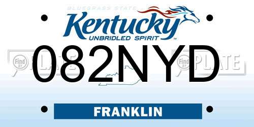 082NYD Kentucky License Plate