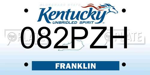 082PZH Kentucky License Plate