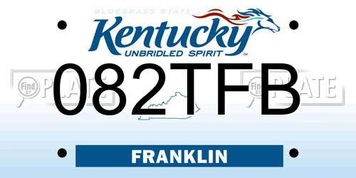082TFB Kentucky License Plate