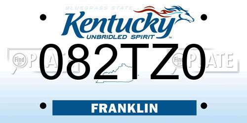 082TZ0 Kentucky License Plate