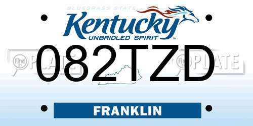 082TZD Kentucky License Plate