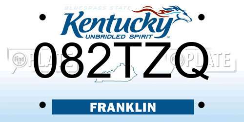 082TZQ Kentucky License Plate