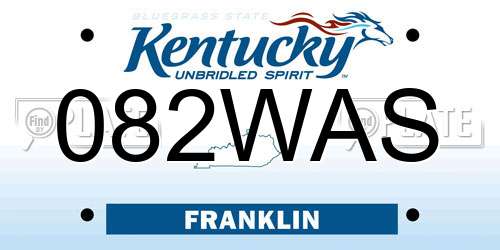 082WAS Kentucky License Plate