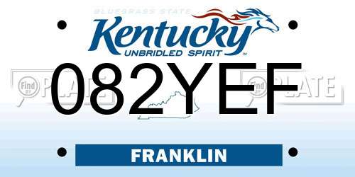 082YEF Kentucky License Plate