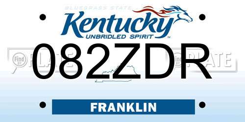 082ZDR Kentucky License Plate