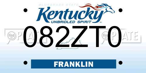 082ZT0 Kentucky License Plate