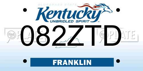 082ZTD Kentucky License Plate
