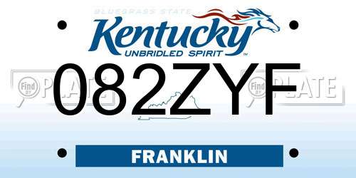 082ZYF Kentucky License Plate