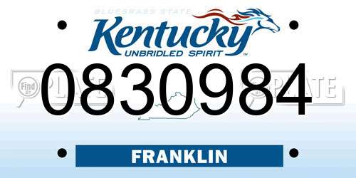 0830984 Kentucky License Plate