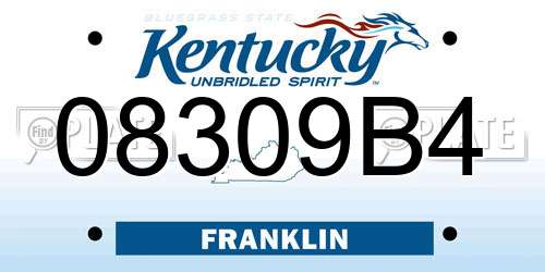 08309B4 Kentucky License Plate